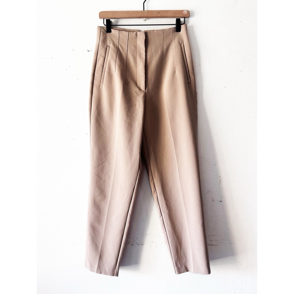 Zara Tan High Waisted Cropped Pants Women's Size M
